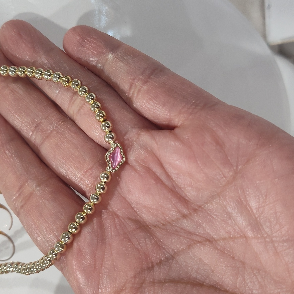 Kendra Scott Abbie Gold Beaded Necklace In Azalea Illusion - Picture 8 of 8